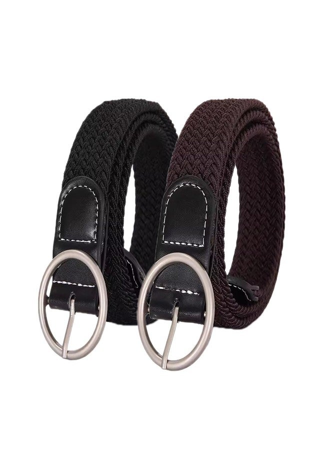 Swtddy 2 Pack Women's Stretch Braided Web Belts Elastic For Jeans Casual Pants Dresses Belt - Image 1